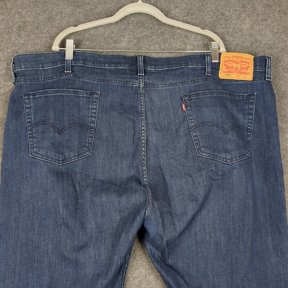 Levis 502 Taper Mens‎ Jeans 48x32 Dark Wash Blue Stretch Denim